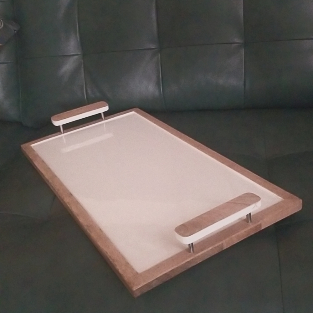 Wood & enamel platter NWT